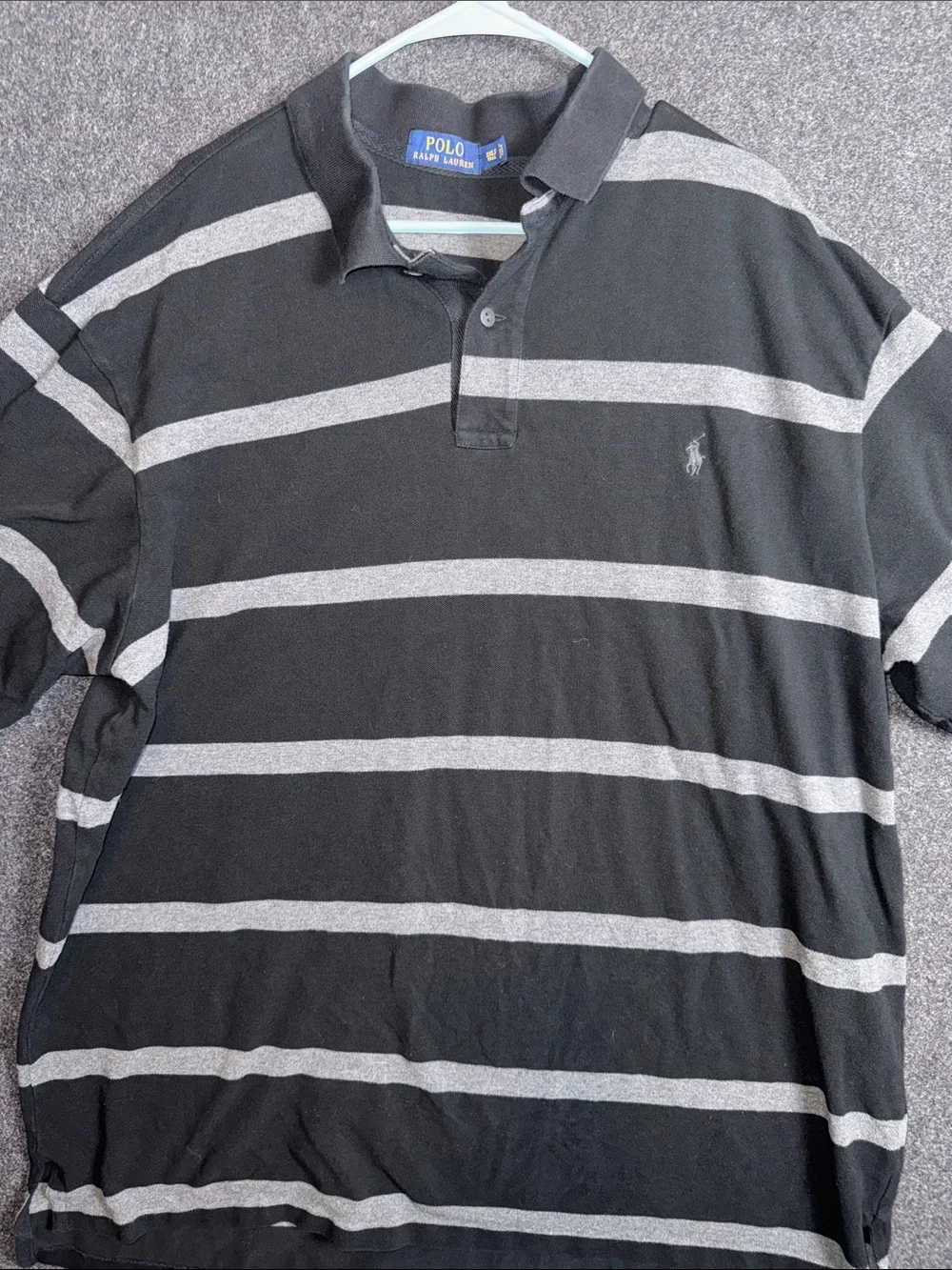 Polo by Ralph Lauren Black with Gray Stripes Men’s Polo Shirt